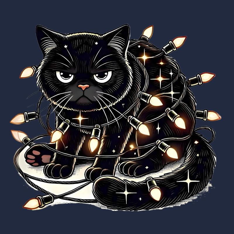 Grumpy Christmas Cat. Meow but please without tinsel