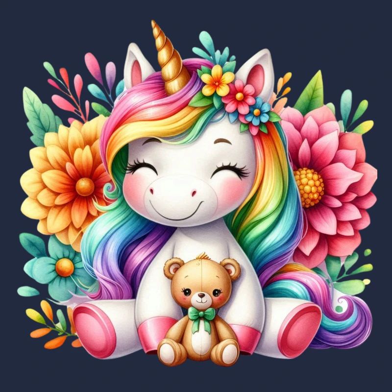 Regenbogen Einhorn Blumentraum