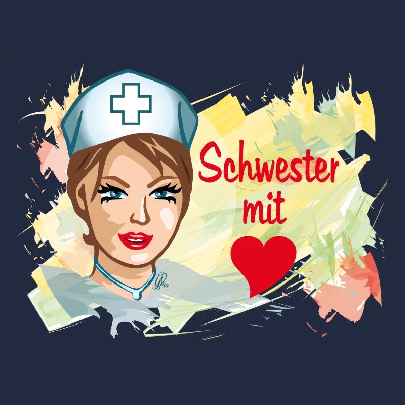Krankenschwester mit Herz quer