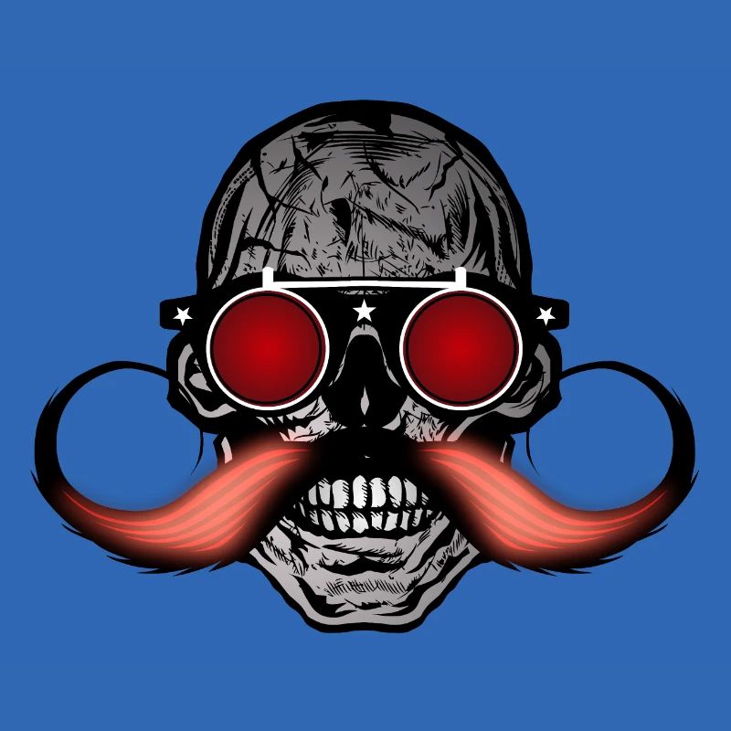 Todeskopf Hipster Schädel Schnurrbart Schnurrbart