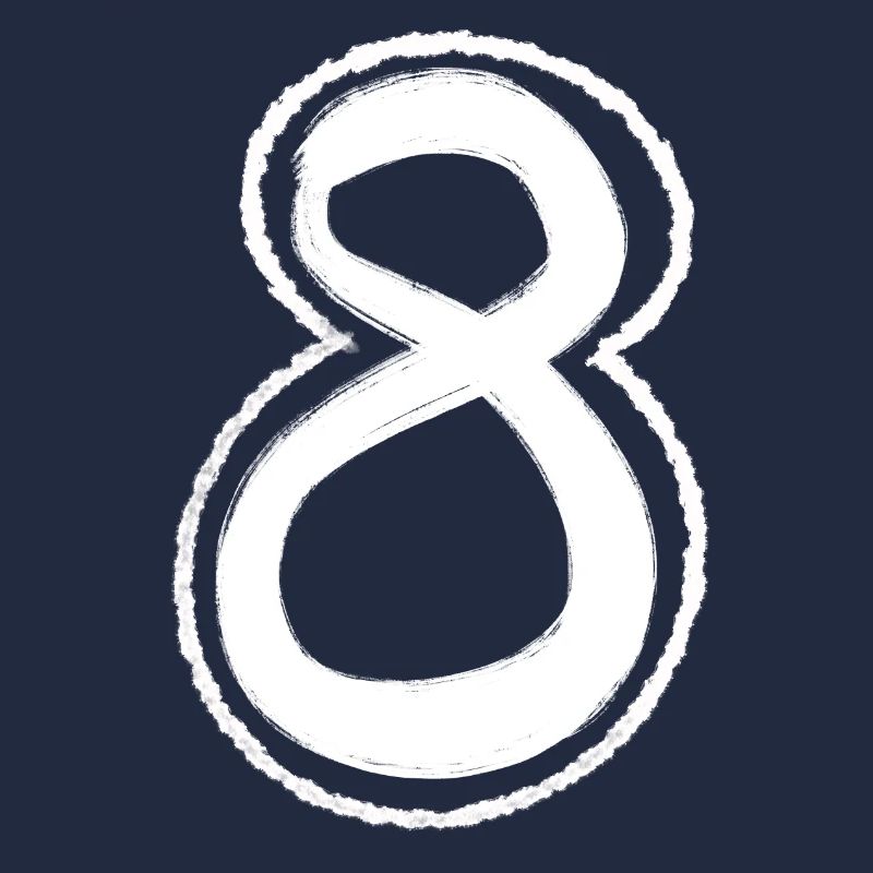 8 Eight Numbers Hand-Painted White Gift Idea