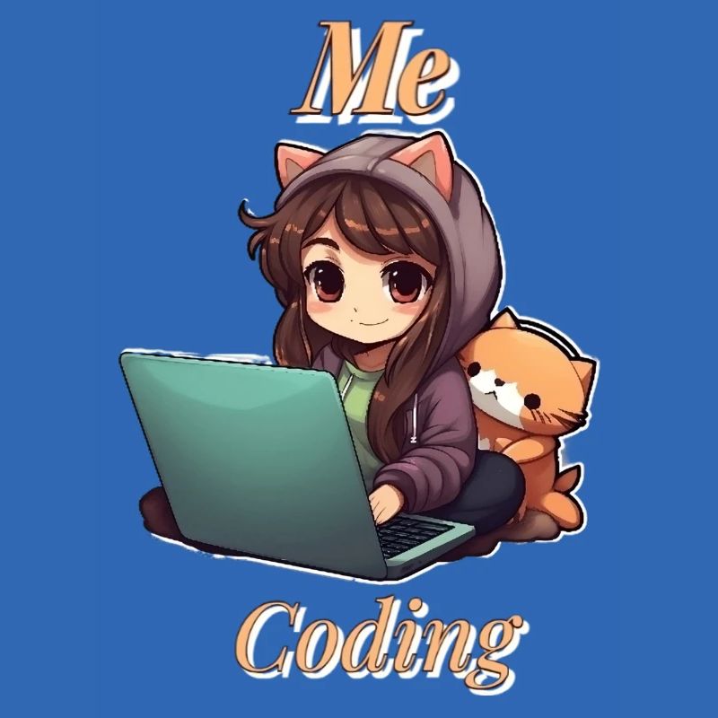 "Code Cutie: Anime-inspired Girl Coding"