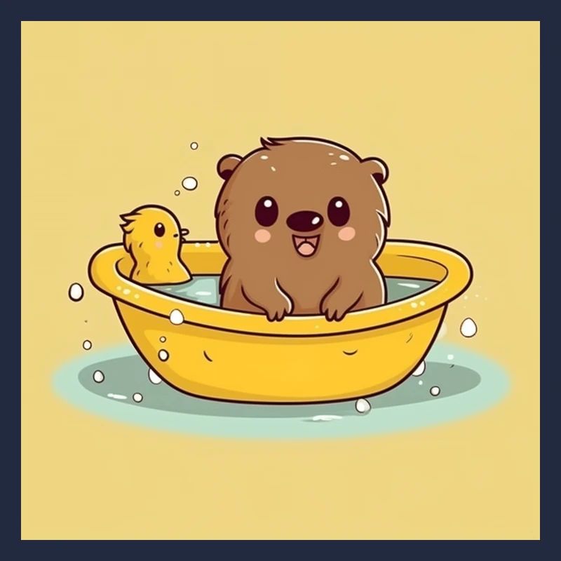 Mignon castor dans la baignoire avec des canetons Quitsche