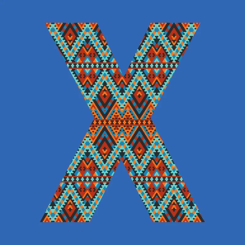 Buchstabe X- Boho-Design, buntes Monogramm