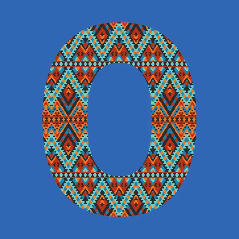 Buchstabe O- Boho-Design, buntes Monogramm