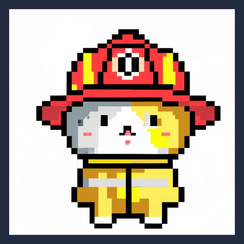 Cat Firefighter, Uniform, Pixel Art