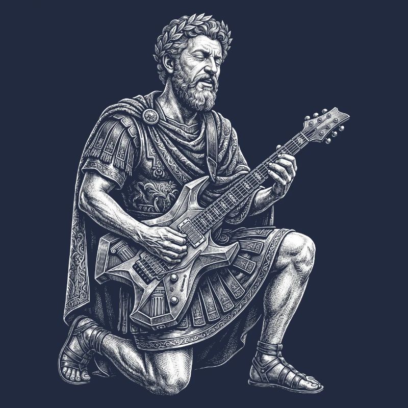 Marcus Aurelius joue de la guitare