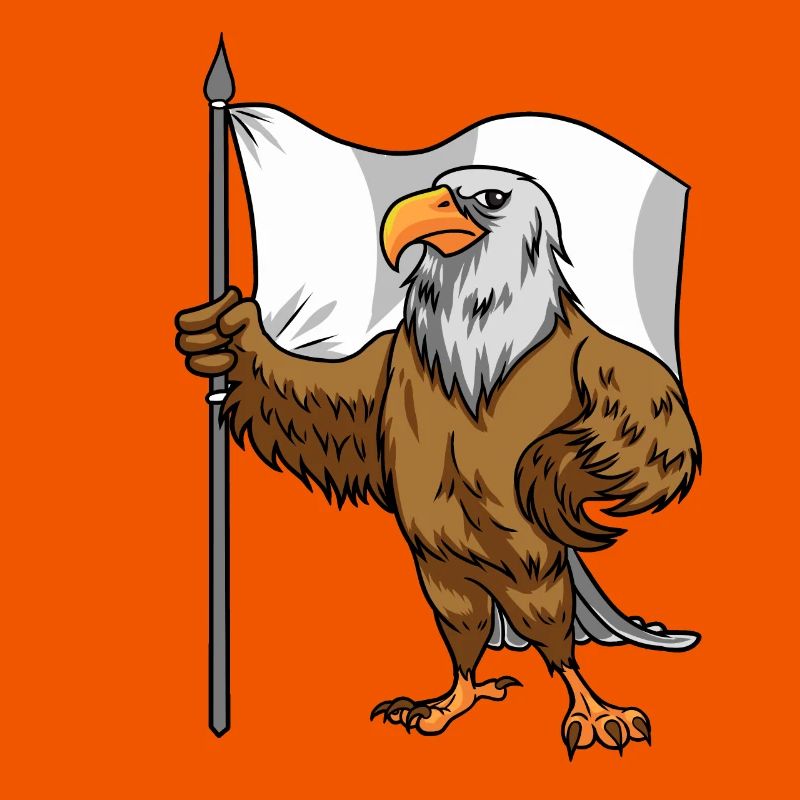 L’aigle fier avec la paix drapeau blanc à tête de mer