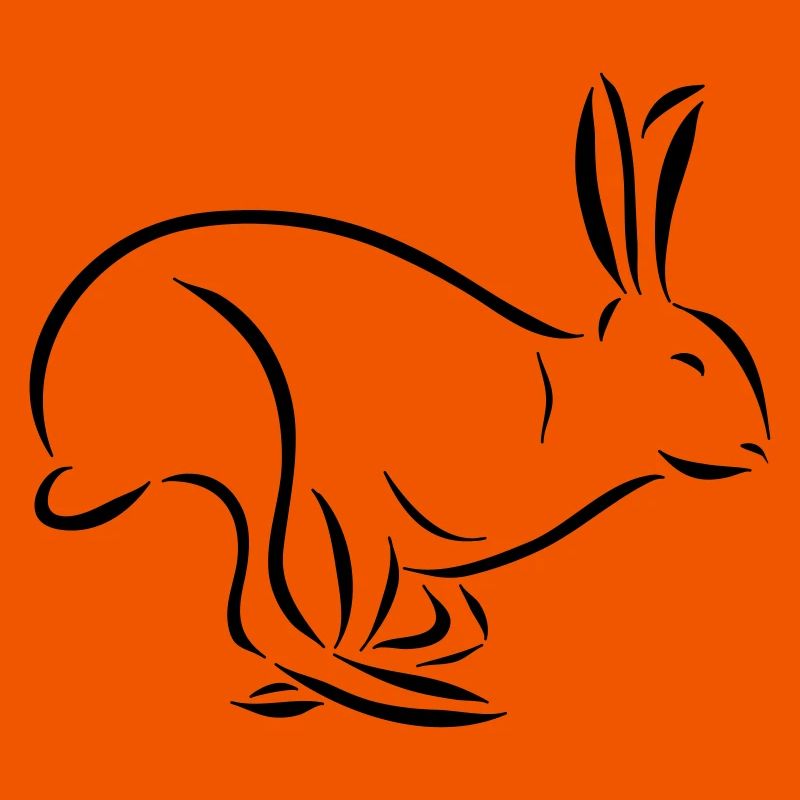 running Hare Hare long ear spoon drawing