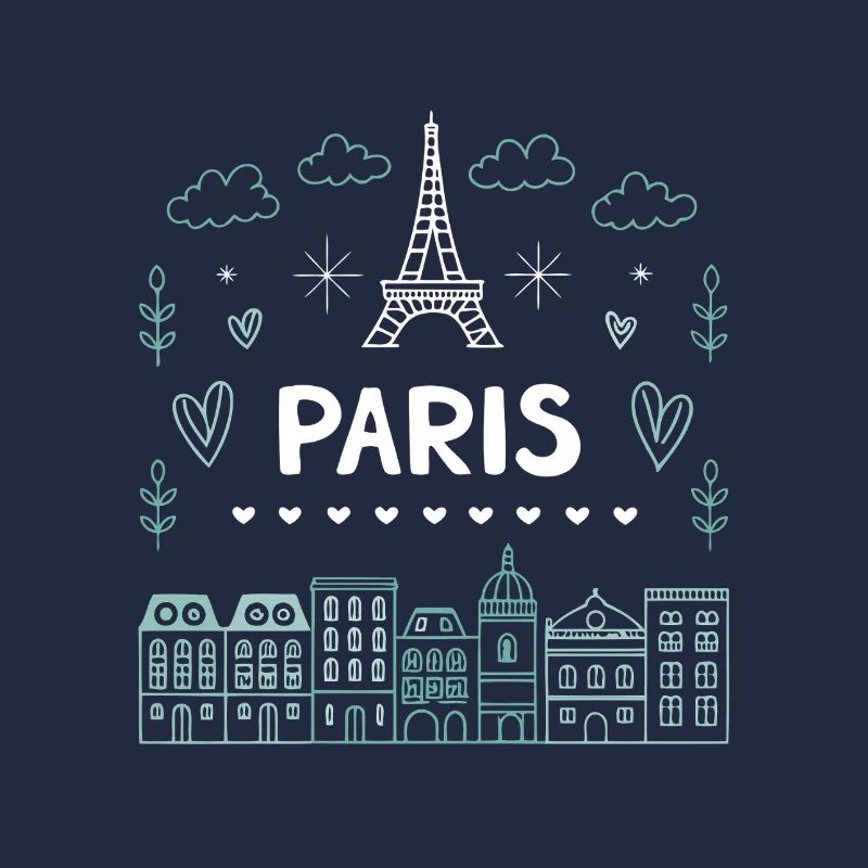 Doodle Paris Tour Eiffel Cœurs