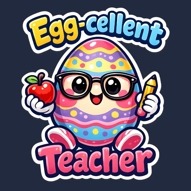 Eggcellent Teacher Cartoon Easter Egg