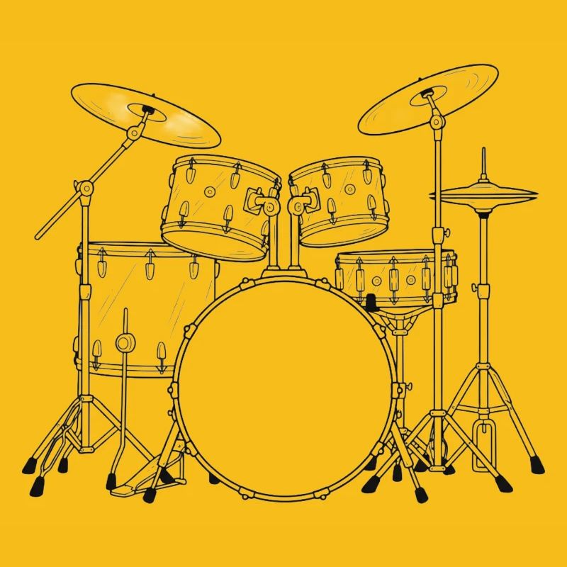 Black and White Drumset Sketch