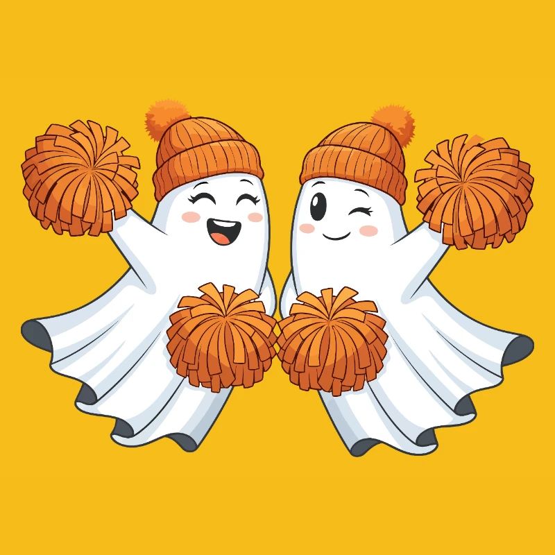 Fantômes mignons avec des pompons