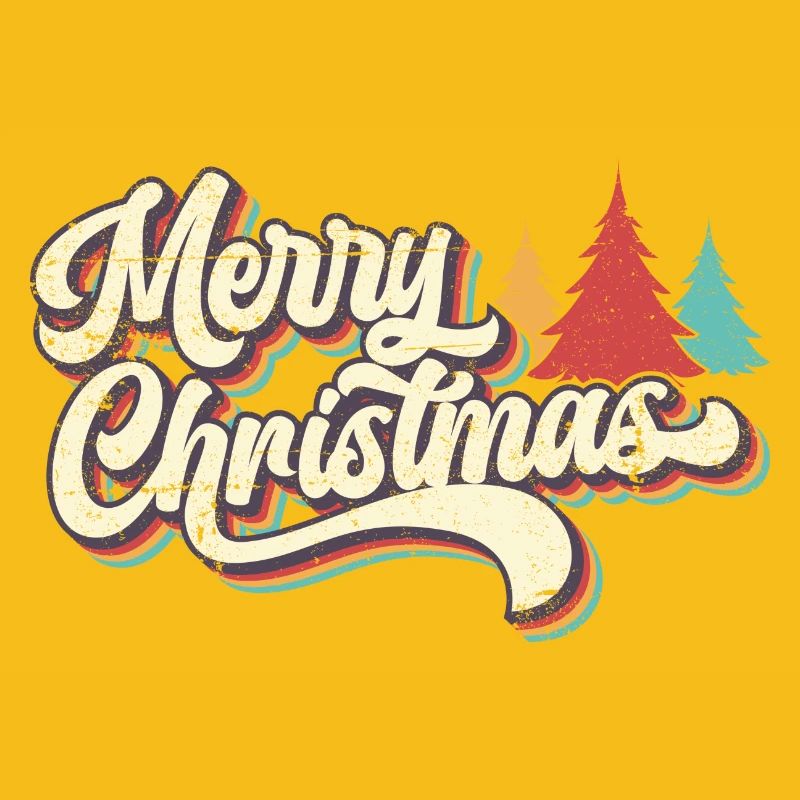 Rétro Joyeux Noël Arc-en-ciel Script