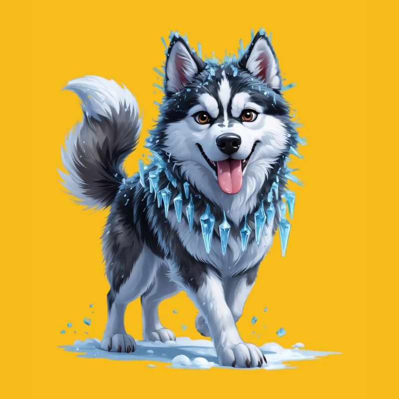 Eis Husky mit Eiskristallkette