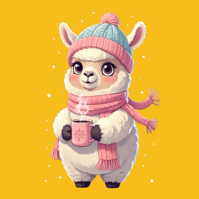 Winter Llama with Tea
