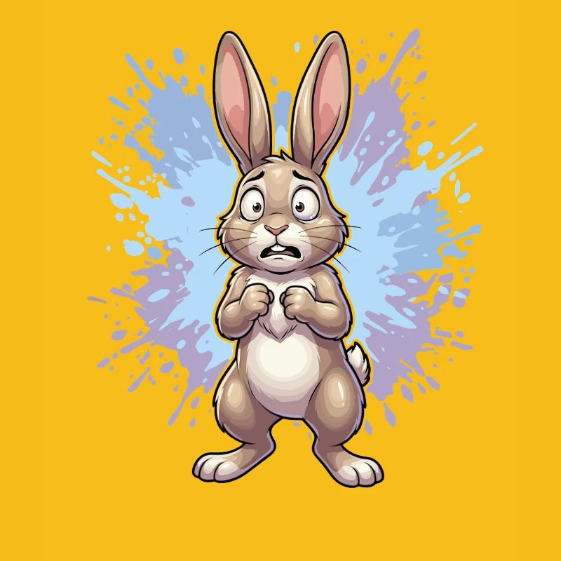 Lapin bouleversé avec éclaboussures de peinture