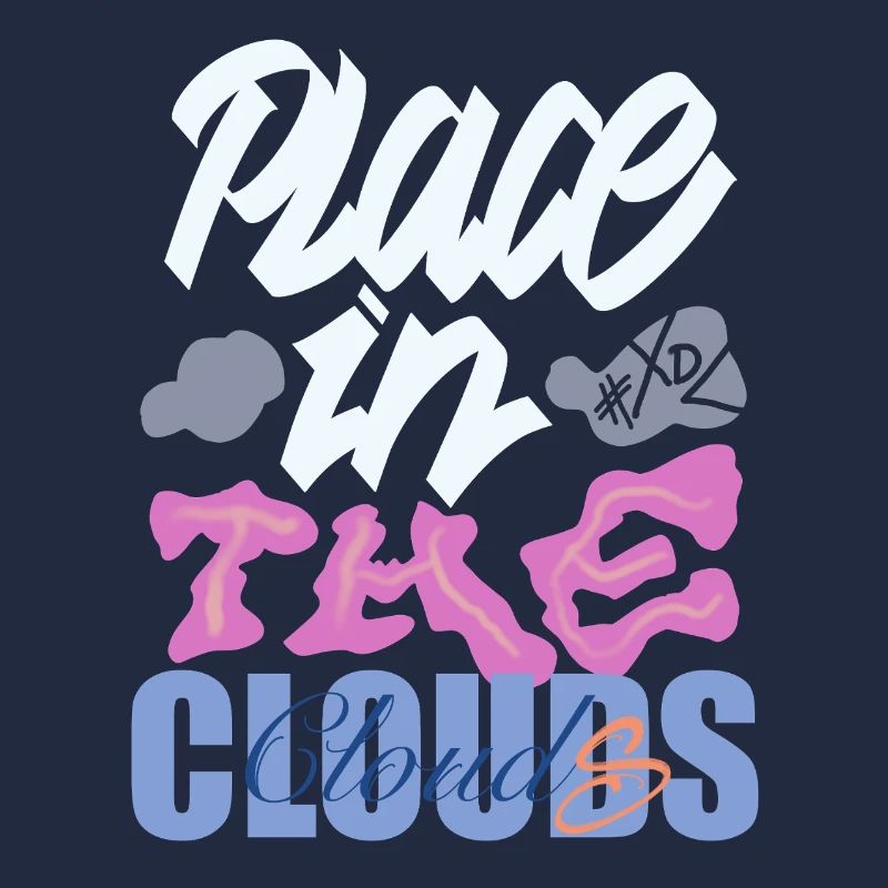 Place dans les nuages – calligraphie colorée