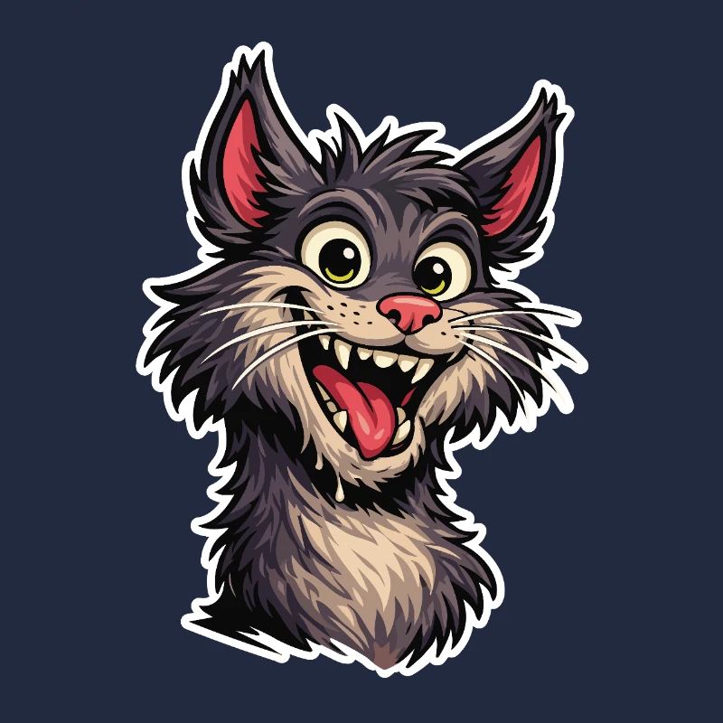 Image joyeuse d’un chat de dessin animé souriant
