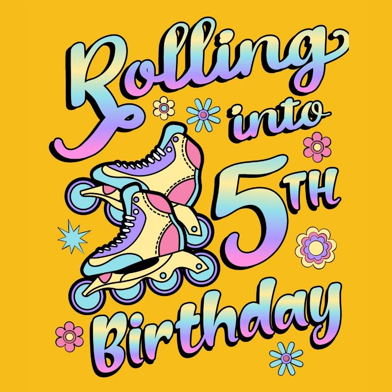 Rolling Into 5th Birthday Roller Skater Inline