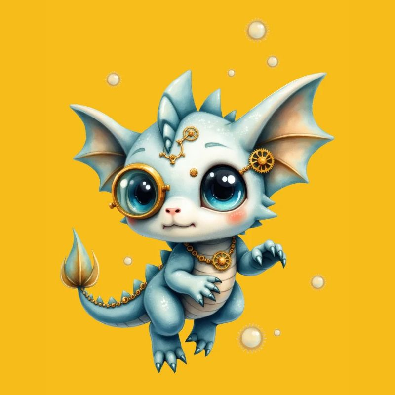Steampunk Drache mit Lupe