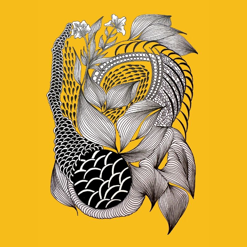 Black and White Leaf Snake Pattern