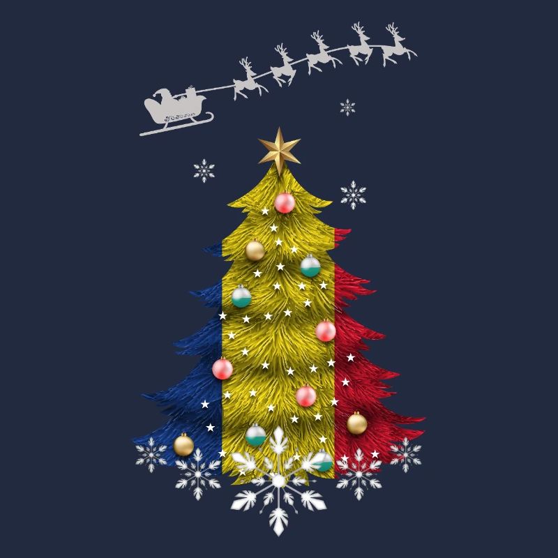 Sapin de Noël avec drapeau de la Roumanie