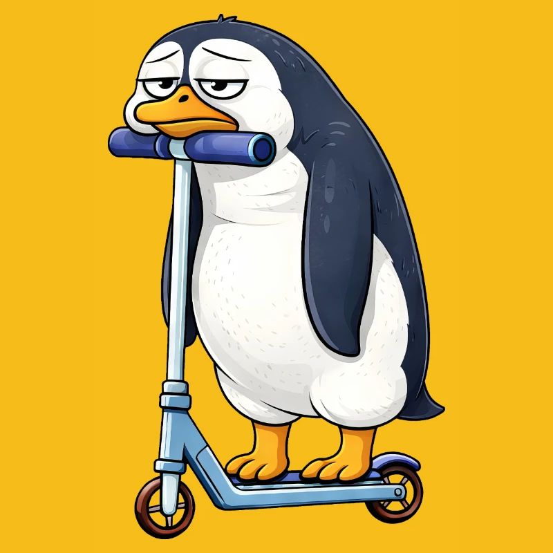 Cute Penguin Scooter Lonely Boredom