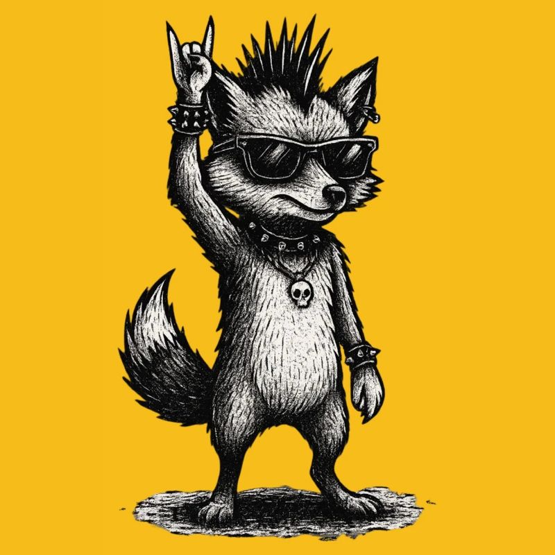 Rock Punk Fox with Sunglasses and Studs