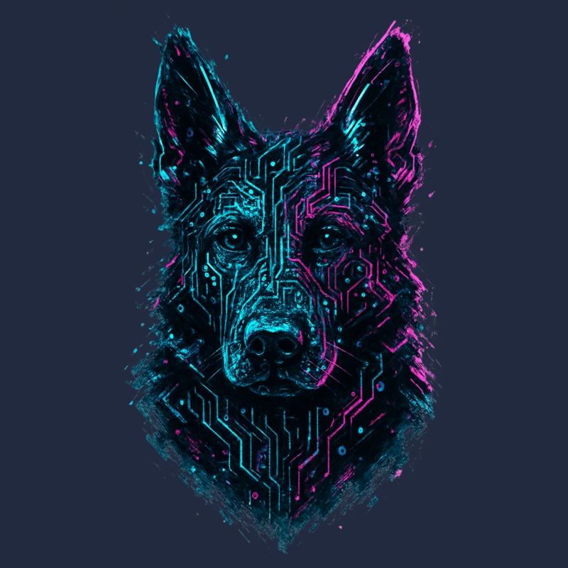Deutscher Schäferhund Cyber Tech Neon Design