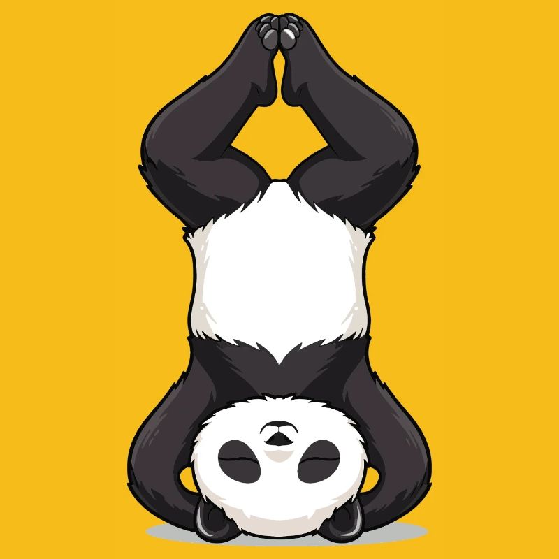 Yoga Panda im Kopfstand