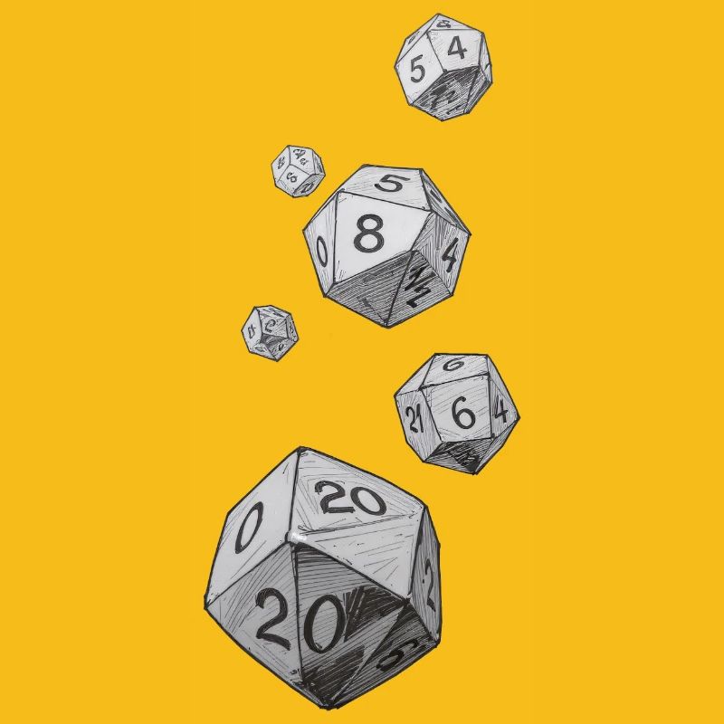 Black and White Role-Playing Dice – Falling Dice