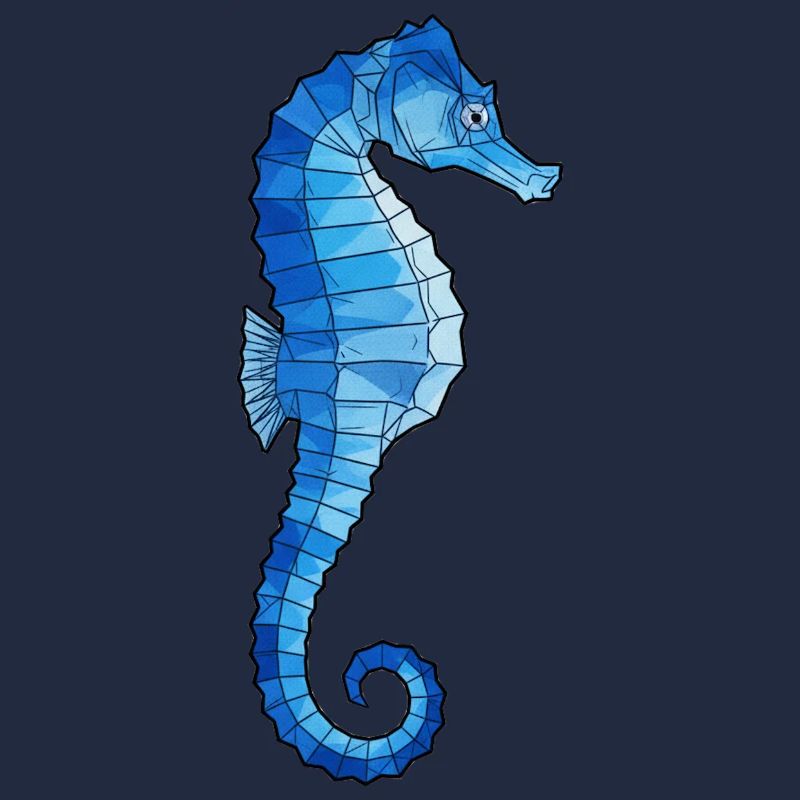 Hippocampe polygone bleu