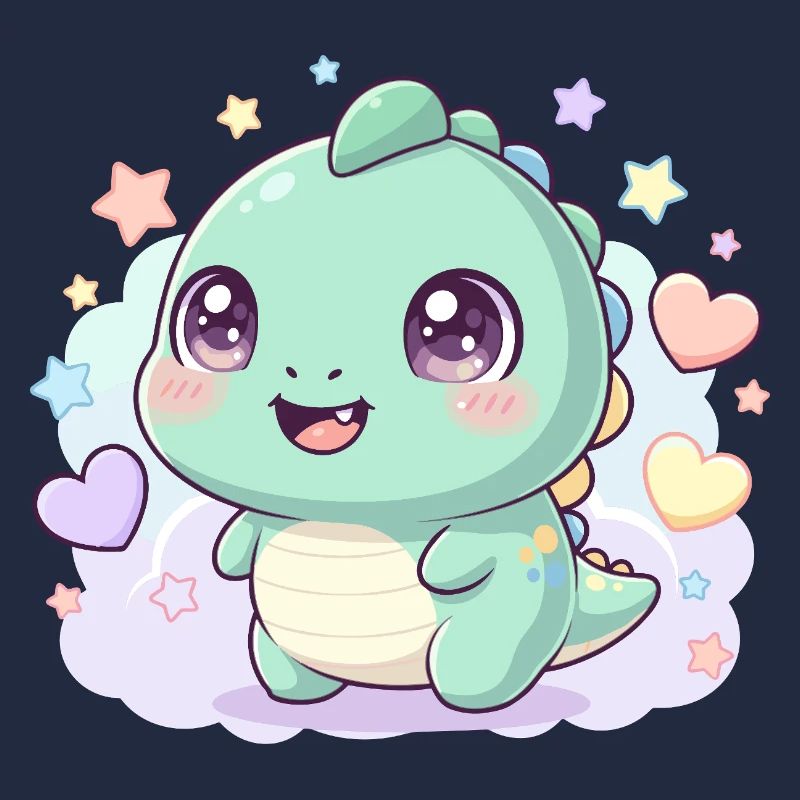 Pastell Kawaii Dino mit Sternchen