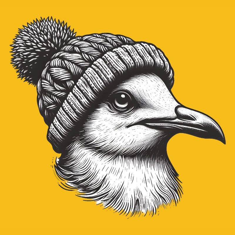 Mouette avec chapeau à pompon