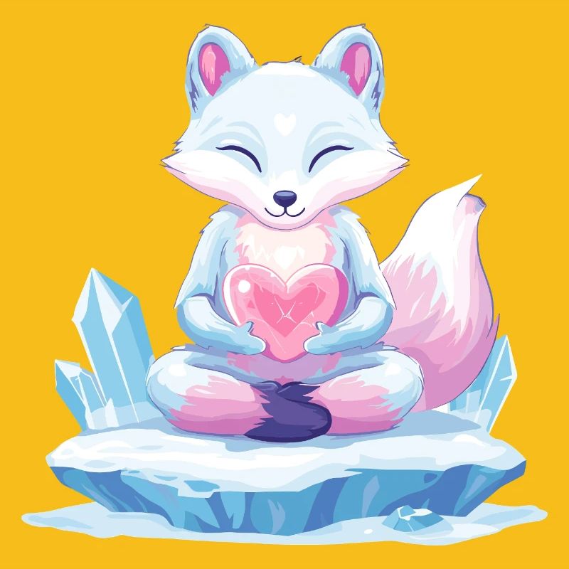 Pastell-Eisfuchs mit Herz