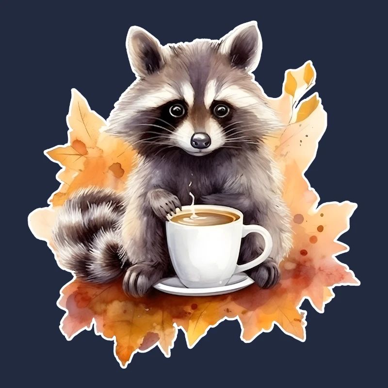 Herbst Waschbär Kaffee Gemütlich