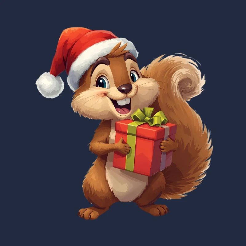 Weihnachts-Eichhörnchen mit Geschenk