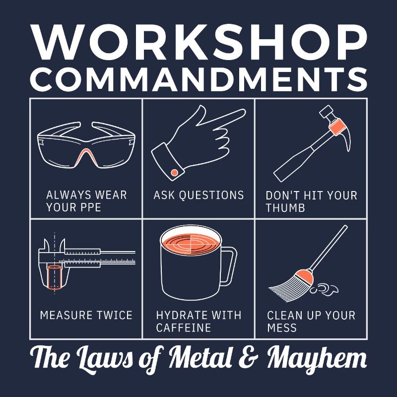 Workshop Rules, Sarcastic Machinist & Engineer Tee