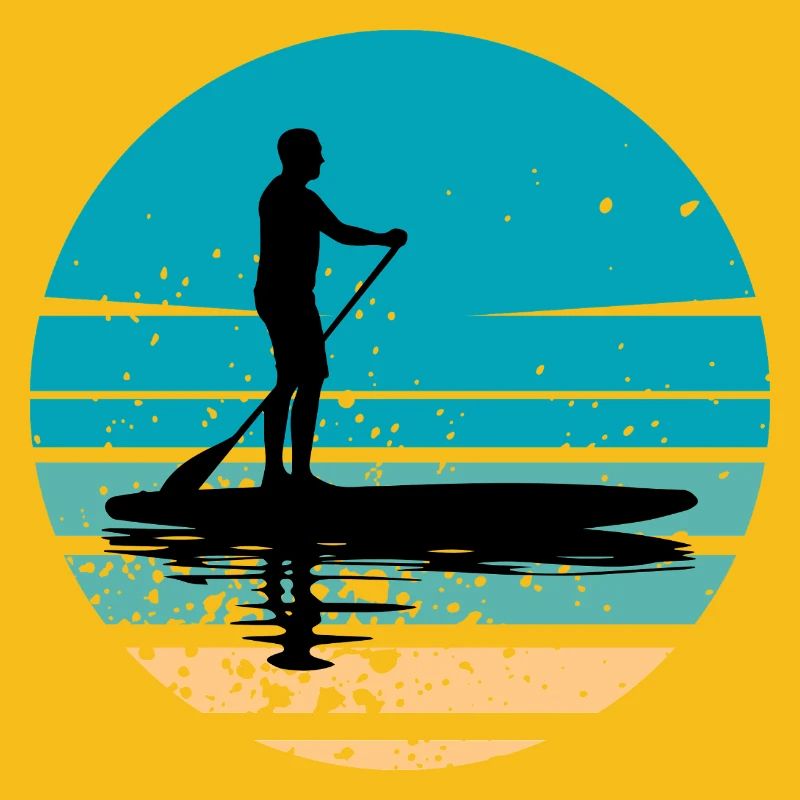 Paddleboard mit maritimer Atmosphäre im Retro-Stil