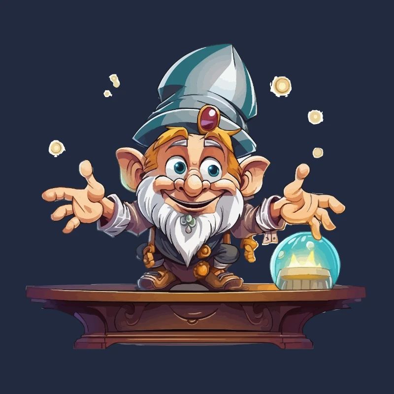 Gnomischer Magier mit Kristallkugel