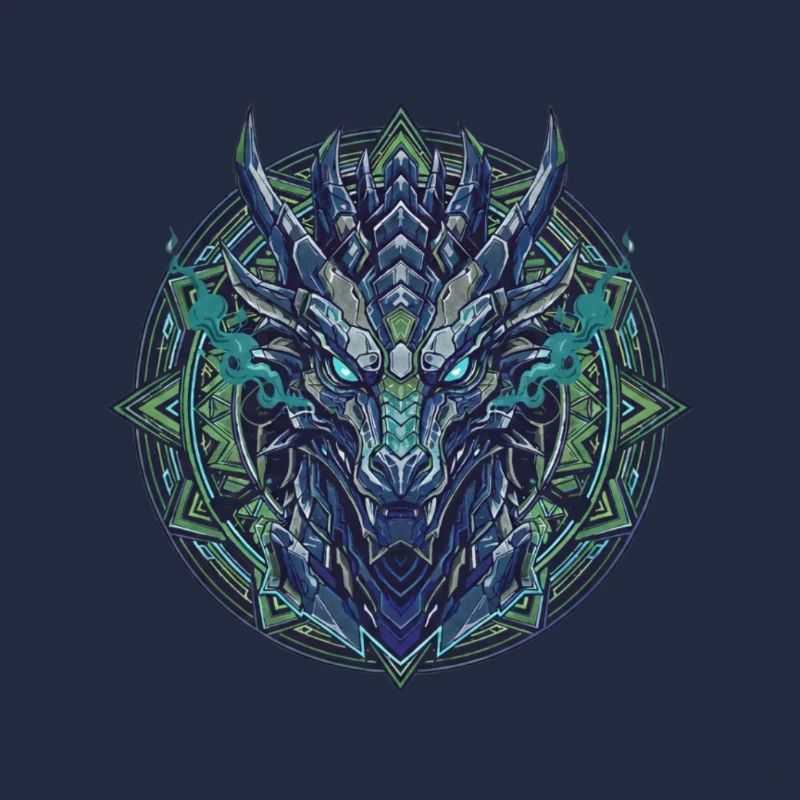 Blaugrünes Drachen - Mandala