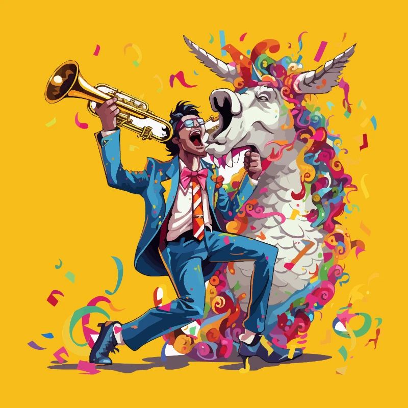 Trompeter und Regenbogen-Einhorn