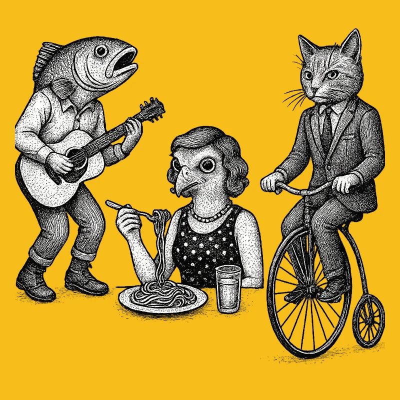 Verspieltes Tiertrio-Parade