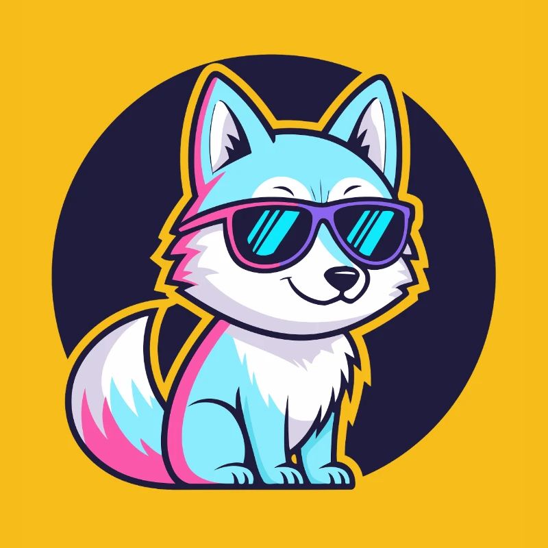 Neonfuchs mit Brille