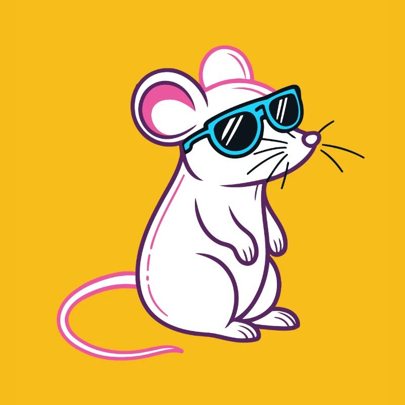 Mouse Retro Blue Glasses