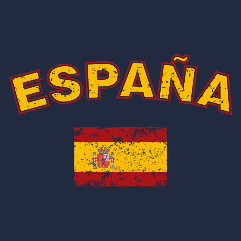 Drapeau de l’Espagne, effet usé et texte