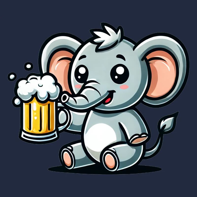 Cute Elephant Drinking Beer