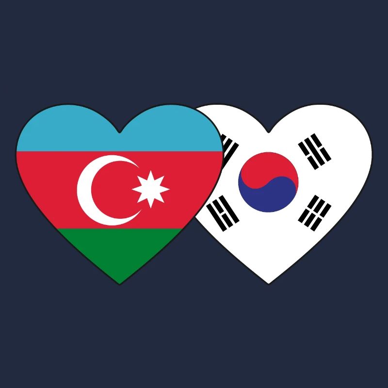 Azerbaïdjan Corée du Sud drapeau