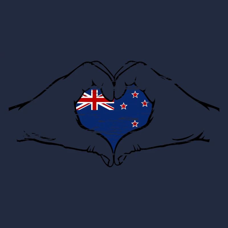 Drapeau de la Nouvelle-Zélande en forme de coeur utilisé